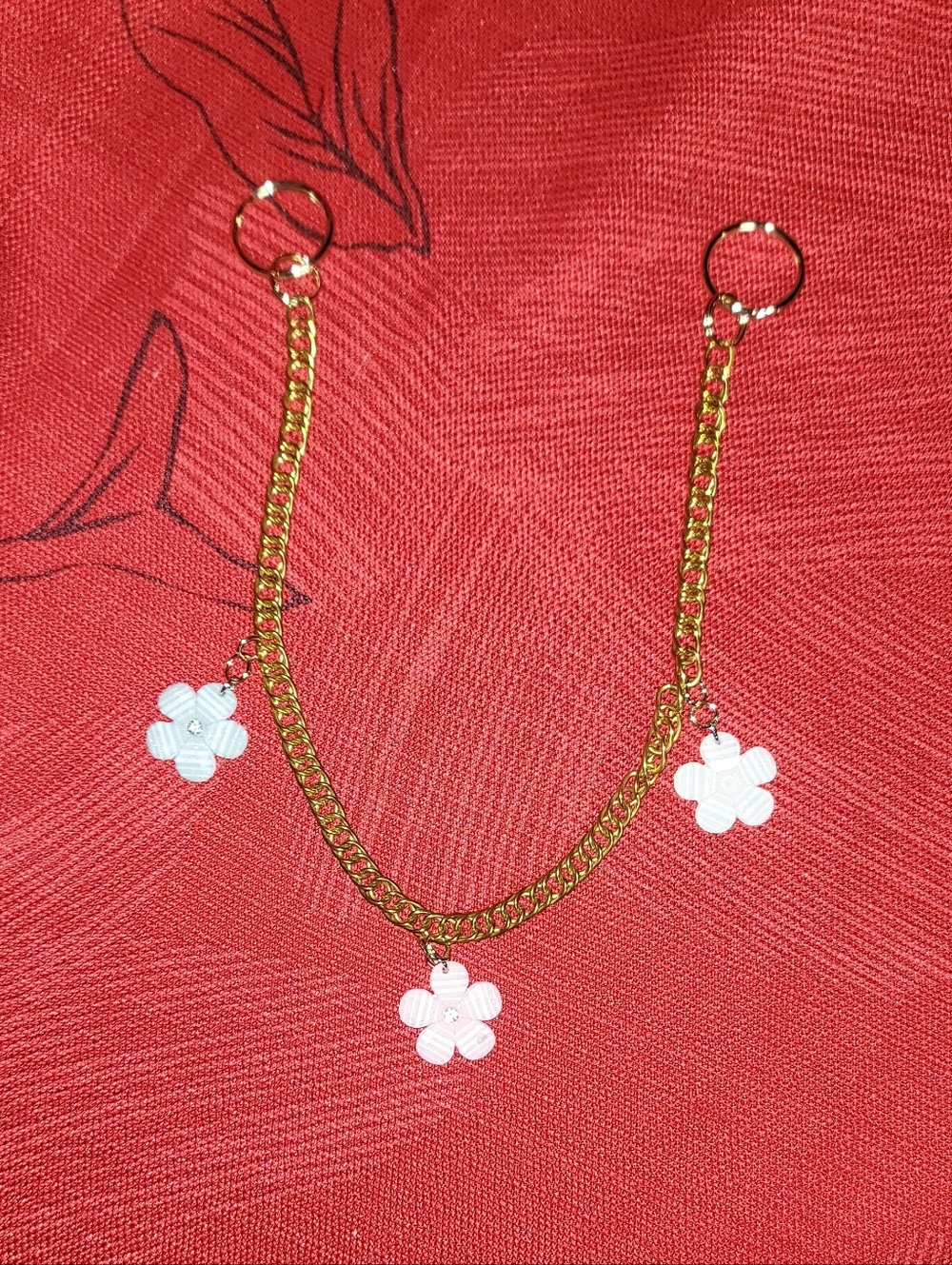 Pink, White Baby Blue Floral Color Gold Chain For Bags. - Picture 2 of 2